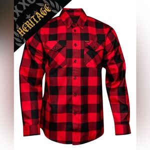 DIXXON Men's Red and Black Plaid Shirt